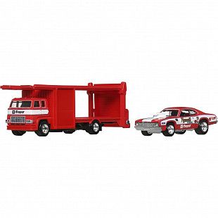 Машинка Hot Wheels Premium Team Transport '73 Plymouth Duster & Second Story Lorry (FLF56 JBM38)