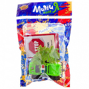 Набор игровой  YAKO "дорожное движение" с инерционной машиной и 6 карточек на знание дорожных знаков М7176 green