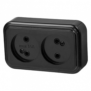 Розетка 2-ая Юпитер Стандарт RA16-237-Ч black JP7412-06