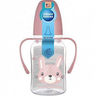 Бутылочка для кормления Canpol babies CUTE ANIMALS с ручками и узким горлышком 120 мл., 3 мес.+ (11/823) pink new