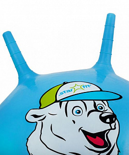 Мяч-попрыгун, для фитнеса (фитбол) Starfit Медвеженок с рожками GB-403 65 см blue