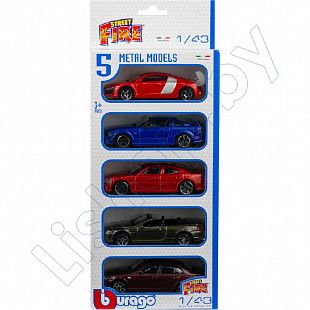 Набор из пяти машинок Bburago 1:43 Street Fire №1 (18-30005)