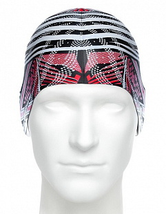 Шапочка для бассейна (плавания) взрослая Mad Wave Silicone Printed Stripes red