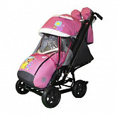 Санки-коляска Snow Galaxy City-2 Мишка со звездой на больших колёсах Ева+сумка+варежки pink