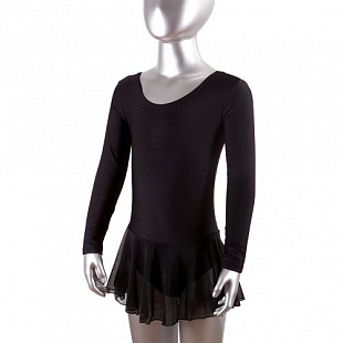 Купальник для хореографии Combosport с юбкой-сеткой длинный рукав GO-030 black