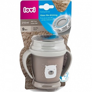 Поильник-непроливайка Lovi 360° Buddy Bear 210мл 9м+ 1/600new Beige/Grey