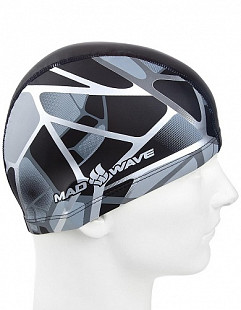 Шапочка для бассейна (плавания) взрослая Mad Wave Reflection PU Coated black