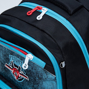 Рюкзак школьный GRIZZLY RB-154-2 /1 black/light blue