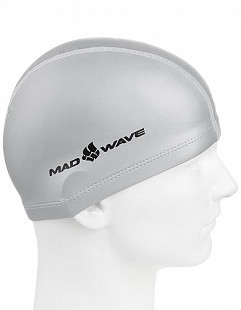 Шапочка для бассейна (плавания) взрослая Mad Wave Silicone Coated silver