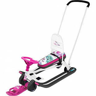 Снегокат Nika Тимка спорт 6 Бабочки ТС6 white/pink