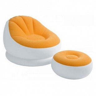 Надувное кресло с пуфиком Intex 68572NP orange
