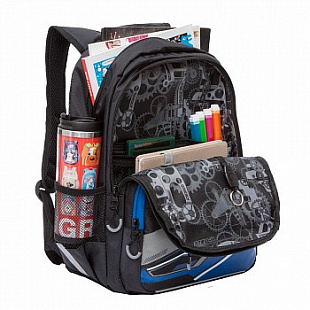 Рюкзак школьный GRIZZLY RB-054-2 /2 black/blue