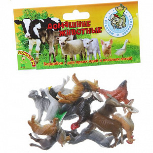 Набор животных Bondibon из серии "Ребятам о Зверятах", домашние животные и птицы ВВ1633 (12 шт)