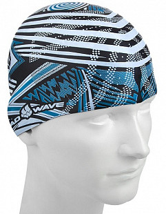 Шапочка для бассейна (плавания) взрослая Mad Wave Silicone Printed Stripes blue