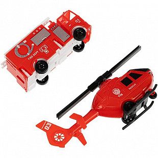 Набор YAKO пожарная машина и вертолёт M7714