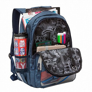 Рюкзак школьный GRIZZLY RB-054-2 /4 dark blue/grey