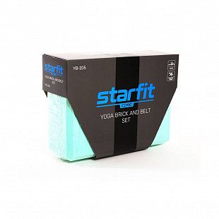 Блок и ремень для йоги Starfit YB-205 mint
