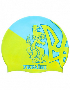 Шапочка для бассейна (плавания) взрослая Mad Wave UKRAINE blue/yellow