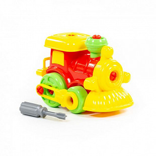 Конструктор-транспорт Полесье Паровозик 25шт 77134 Red