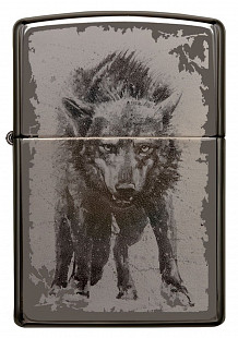 Зажигалка Zippo Wolf Design Black Ice 49073