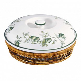 Блюдо Bekker в плетеной корзине с крышкой 26 см BK-7006 green