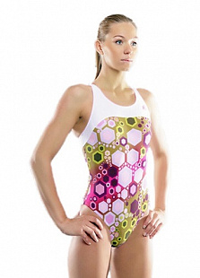 Купальник спортивный женский Mad Wave Rate yellow/pink