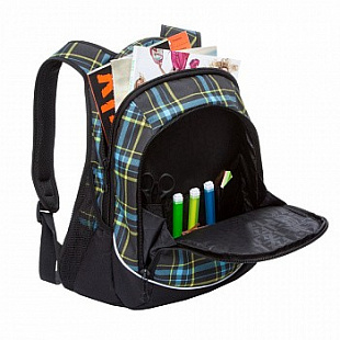Рюкзак школьный GRIZZLY RU-925-2 /3 blue/green square