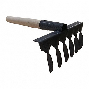 Грабли металлические с деревянным черенком Рубин-7 30 см
