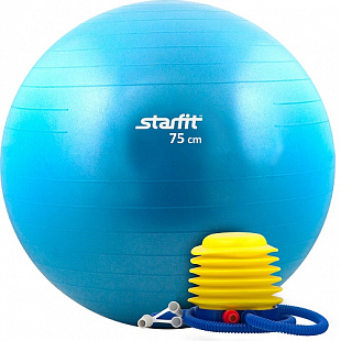 Мяч гимнастический, для фитнеса (фитбол) с насосом Starfit GB-102 75 см blue, антивзрыв