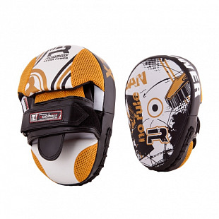 Лапы боксерские гнутые Roomaif RFP-172 white/black/gold