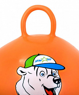 Мяч-попрыгун, для фитнеса (фитбол) Starfit Медвеженок с ручкой GB-403 65 см orange