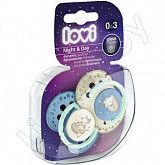Пустышка силиконовая Lovi Night&Day симметричной формы, динамическая, 0-3 мес., 2 шт. (22/913boy)
