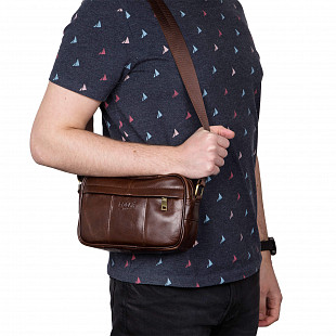 Мужская кожаная сумка Polar 5001142-1 brown