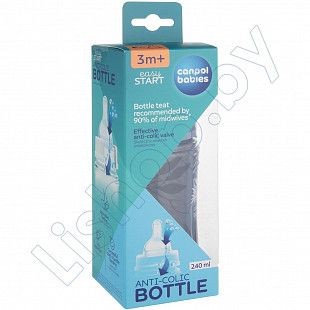 Антиколиковая бутылочка для кормления Canpol babies EasyStart Gold с широким горлышком 240 мл 3 мес. + (35/240_blu)