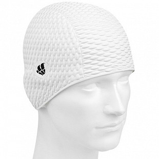 Шапочка для бассейна (плавания) женская Mad Wave Bubble white