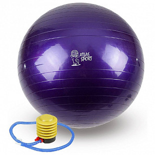 Мяч гимнастический с ручным насосом Atlas Sport 75 см антивзрыв purple