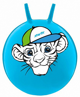 Мяч-попрыгун, для фитнеса (фитбол) Starfit Тигренок с рожками GB-402 55 см blue