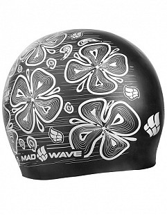 Шапочка для бассейна (плавания) взрослая Mad Wave Reverse Flora white/red