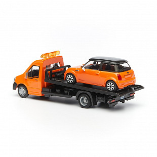 Модель автомобиля Bburago Street Fire Эвакуатор и Альфа Ромео Мито 18-31400 black/orange