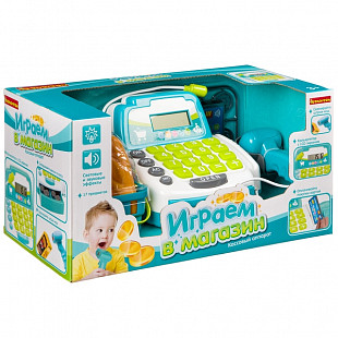 Игровой набор Bondibon "Играем в магазин" с кассовым аппаратом и аксессуарами в корзинке