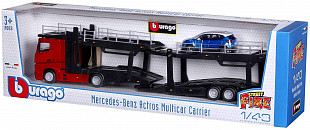 Автовоз Bburago Mercedes Benz Actros + машинка Bburago Ford Renault Captur (18-31456/18-31457) red