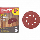 Шлифлист для дерева самозакрепляющийся Wortex 12,5 см Р320 (5 штук) WSD11320E519