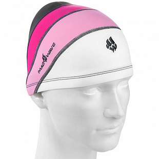 Шапочка для бассейна (плавания) взрослая Mad Wave Long Hairs Adult Lycra pink/white