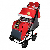 Санки-коляска Galaxy Snow City-1 Мишка с бабочкой EVA колеса red