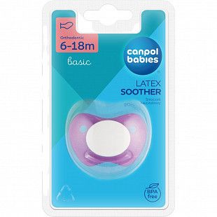 Пустышка Canpol babies ортодонтическая латексная 6-18 мес Basic 22/426_new pink