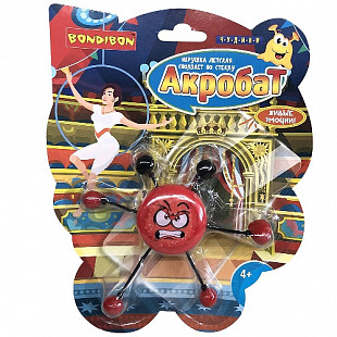 Игрушка Bondibon Чудики Сползает по стеклу Акробат Смайл ВВ4280 red