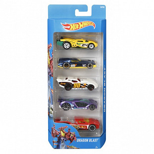 Набор машинок Hot Wheels 5 машинок (DJG23) violet/yellow/red/dark blue/white