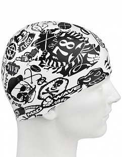 Шапочка для бассейна (плавания) детская Mad Wave 78 Silicone Printed Junior black/white