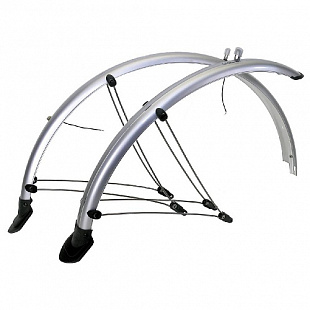 Крылья M-Wave 26"х60 мм с усами 5-386107 silver