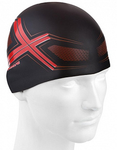 Шапочка для бассейна (плавания) взрослая Mad Wave Silicone Printed Spyder black/red
